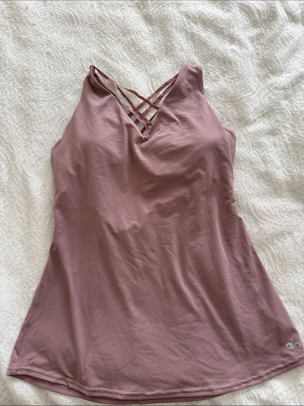ALO Yoga Mauve Strappy-Back Bandeau Tank